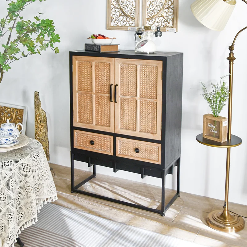 INNOVA New design accent metal wooden storage hallway entry buffet cabinet furniture with drawer and door