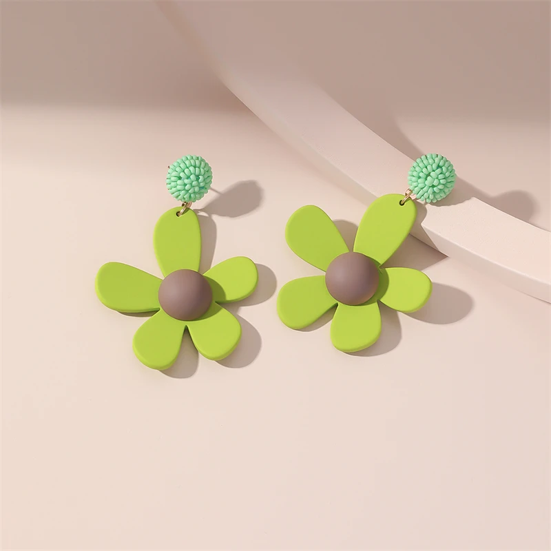 New Design Jewelry Creative Drop Earrings Fashion Personality Cute Candy Color Flower Women Drop Earrings
