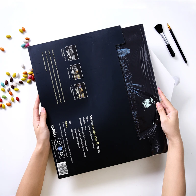 16x11 2 дюйма DIY художественное ремесло город ночь живопись Эскиз колодки царапины Радуга бумага для царапин взрослых