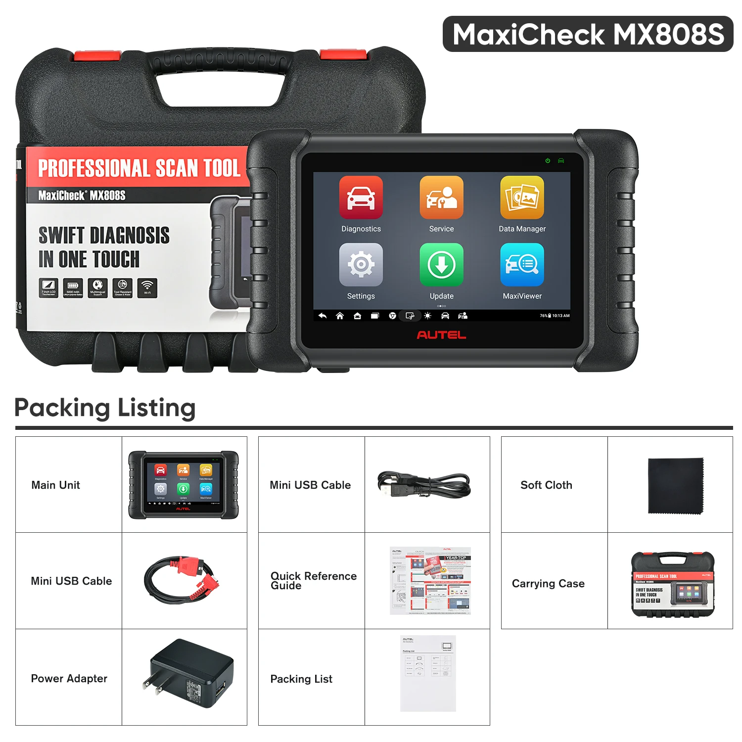 Autel MX808S Diagnotick Professional Automotive Scanner All System OBD2 Auto Diagnostic Tools Upgraded of MX808 MK808