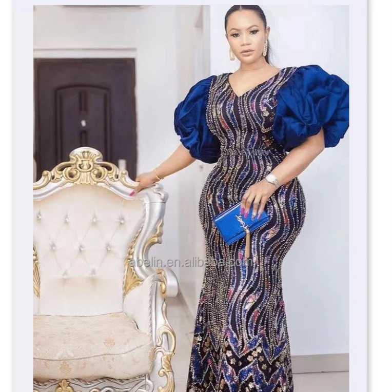 2023 Рождественские новые африканские женские вечерние платья с рукавом-пузырьком вечернее платье с блестками модное элегантное платье