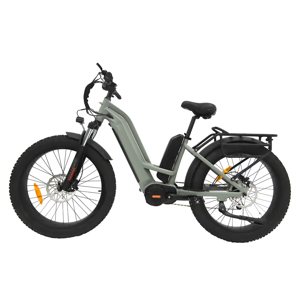 Step through lady ebike 26 inch fat tire electric mountain bike with rear rack mid drive ebike 1000w