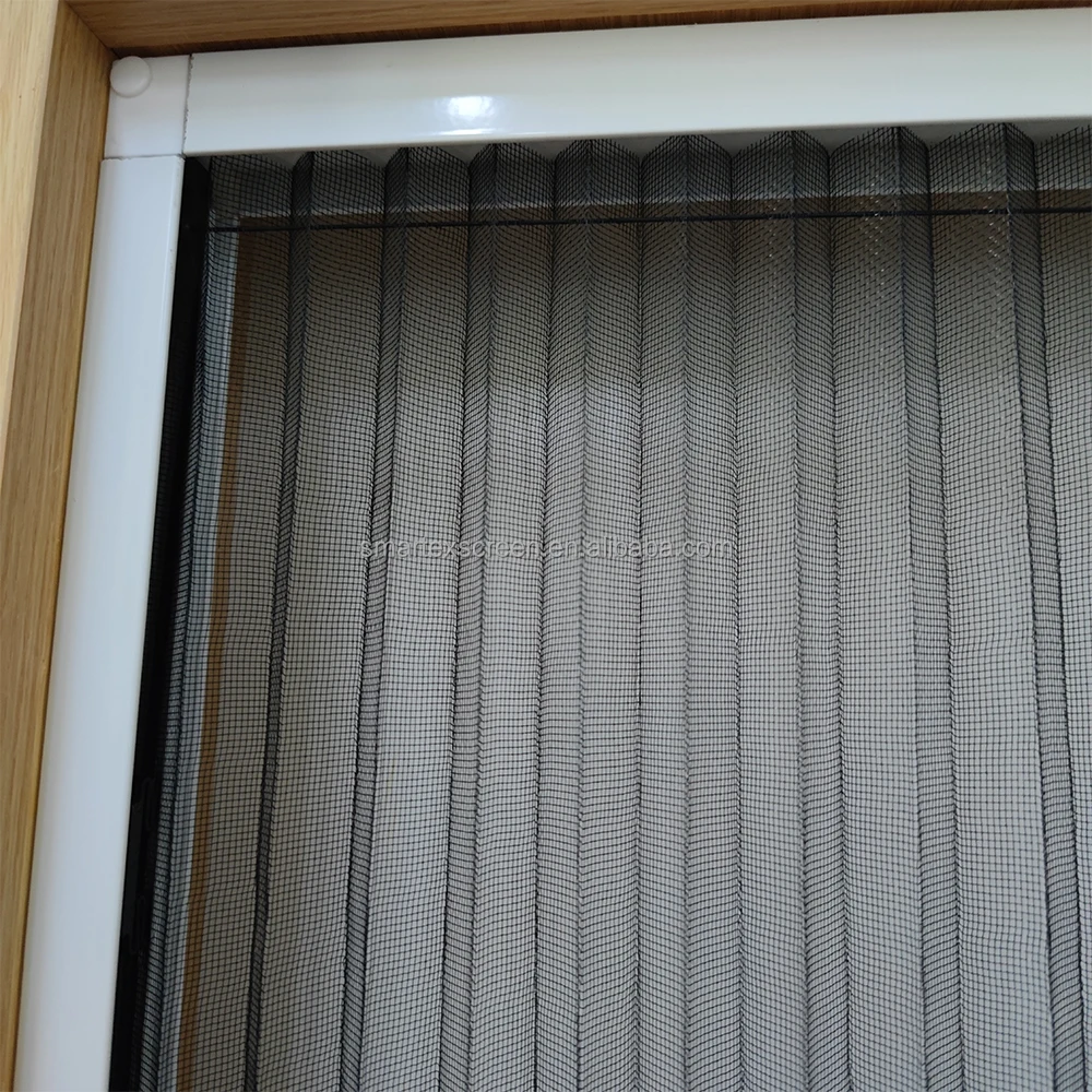 Top Ranking Pleated Mesh Folding Screen Door Security Retractable Sliding Plisse Fly Screen Door