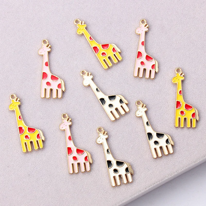New Giraffe Alpaca Enamel Charms With Pearl Alloy Oil drop fit Necklace bracelet DIY Fashion Jewelry Accessory