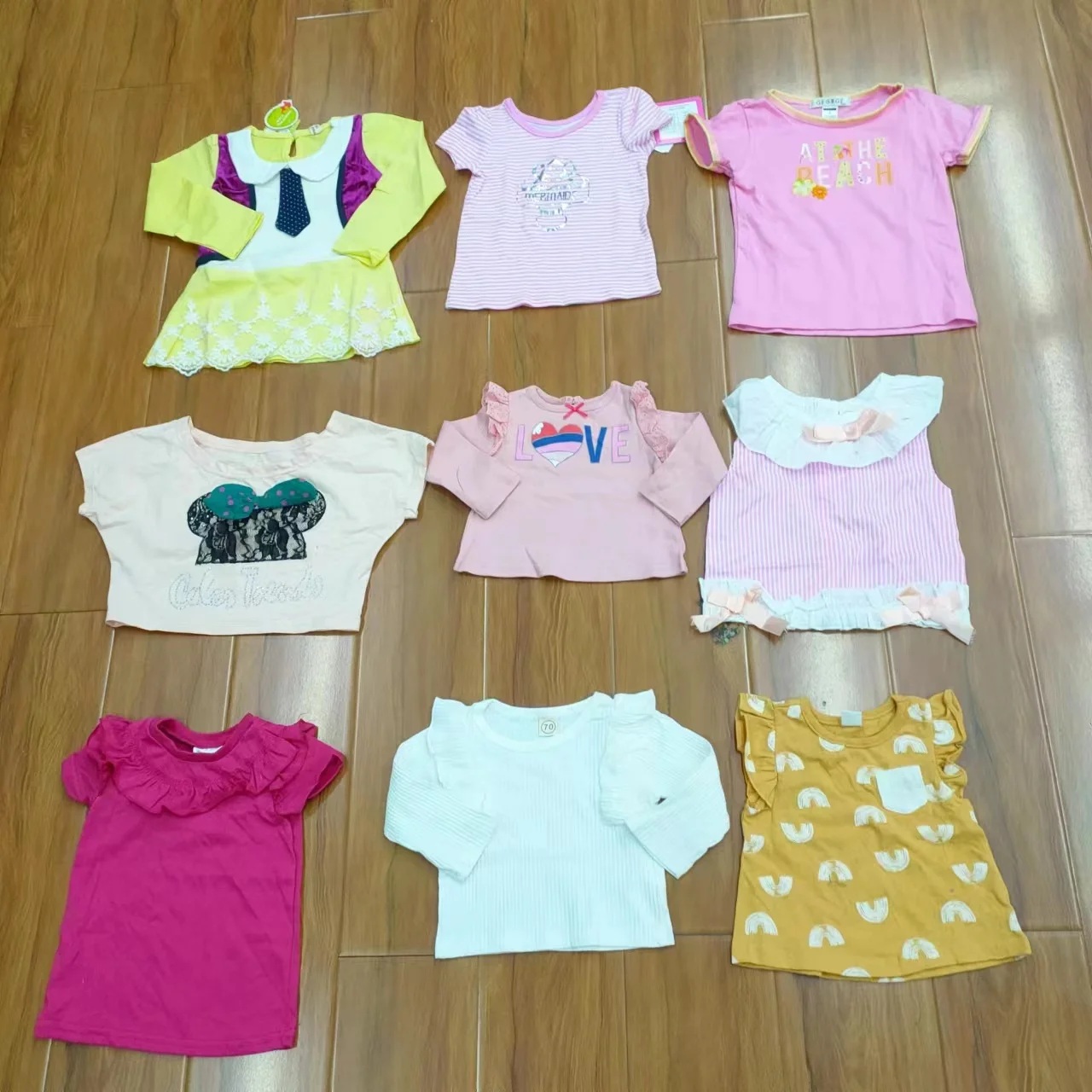 overstock boys girls  blouse kids children t-shirt kids good quality brand leftover blouse tees wholesale batch bales