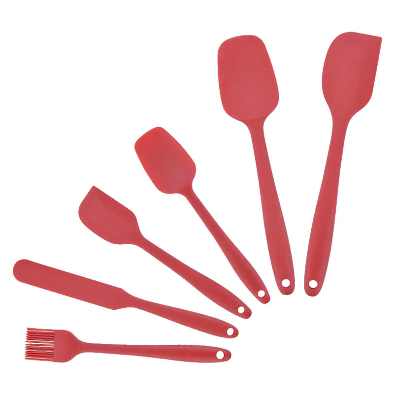 Silicone kitchenware 6-piece cream spatula six-piece set Amazon baking tools spatula oil brush set
