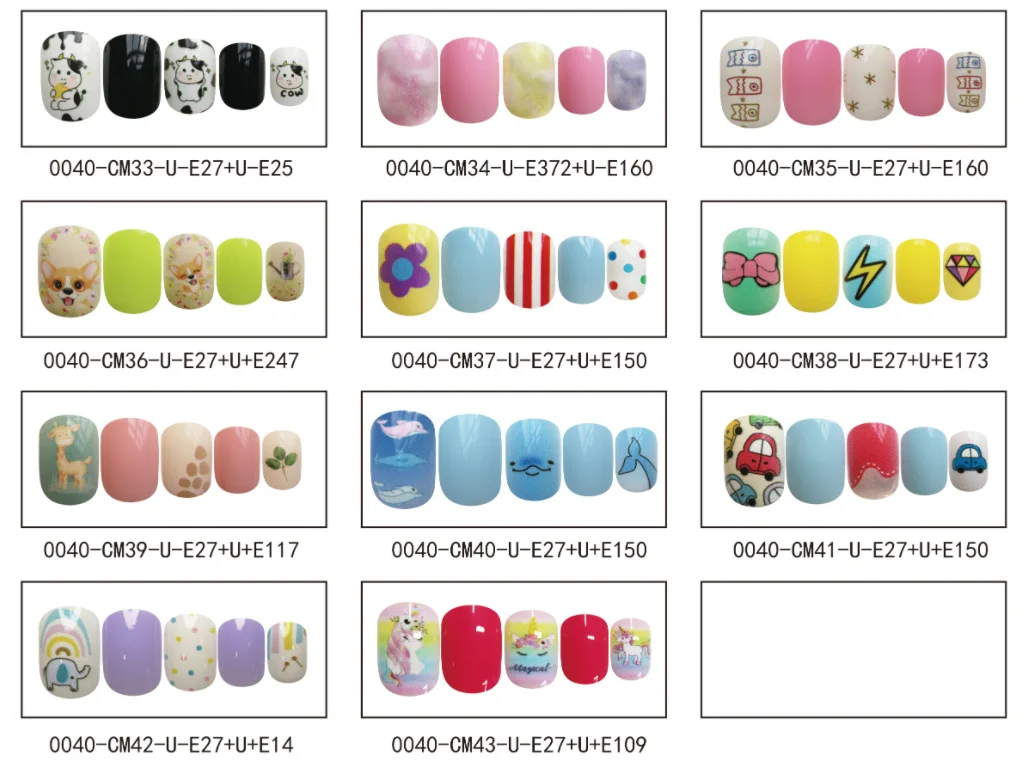Child Harmless Nail with Glue Tips Coffin Press on False Nails Art Stick Designs Artificial Full Cover Detachable Box Wholesale