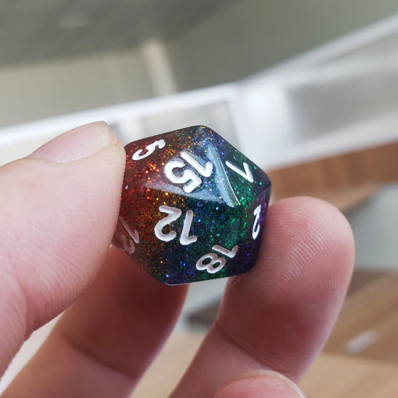 Custom Logo RPG DND Polyhedral Glittering Resin Dice New Design Multiple Layers Colored Bulk Dice Set of 7pcs