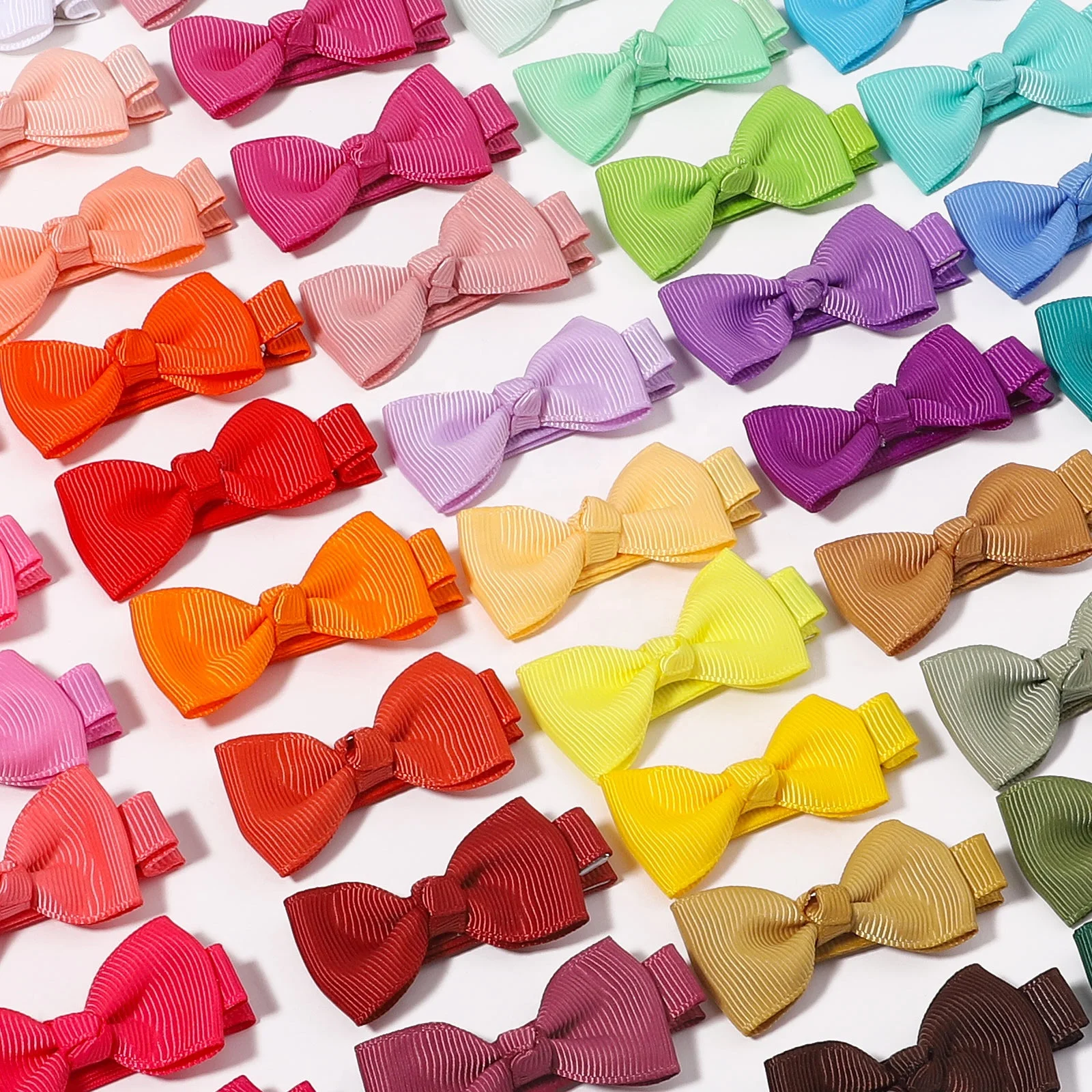 E-Magic wholesale kids baby girls alligator clip rainbow grosgrain polyester ribbon hair clip custom colorful hairpins for girls