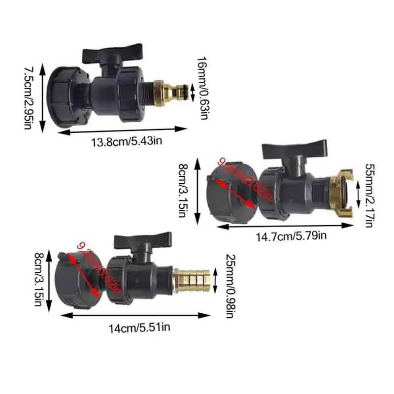 S60X6  IBC Tank Tap Connecter for IBC Containers Drain Connector Garden Hose Fitting Tap Garden Valve Fitting Faucet