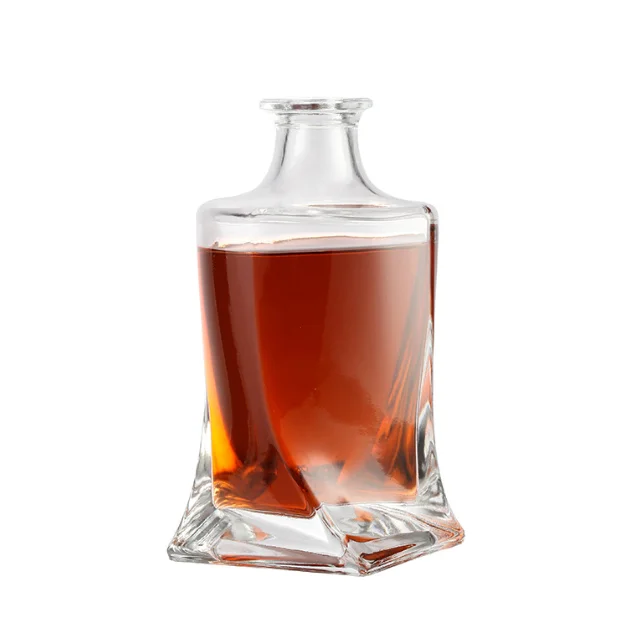 Factory custom design 750ml Wholesale glass liquor bottles twist shape liquor bottle 750ml for whiskey glass bottle