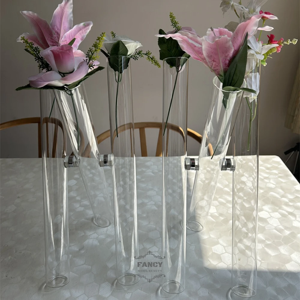 Clear Cylinder Flower Stand glass cylinder vase wedding centerpieces table decorations decorations for events party supplies