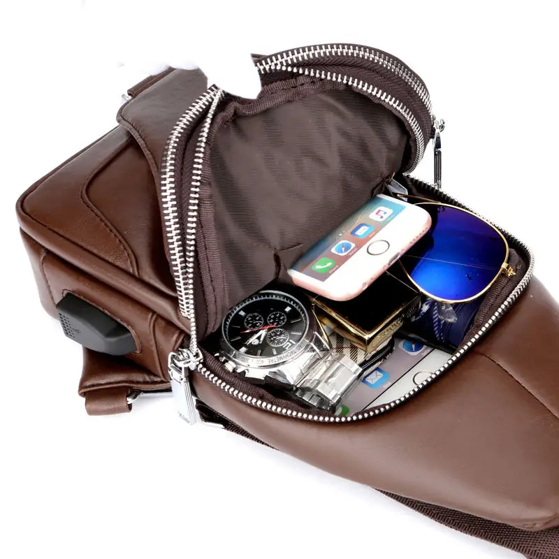 New Arrival Sacoche Homme Pu Leather Men Messager Bag Sling Shoulder Bags Outdoor Chest Bag For Men