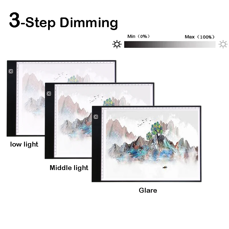 Ультратонкая светодиодная доска для рисования со шкалой, портативная светодиодная подсветка A4 для алмазной живописи для детей