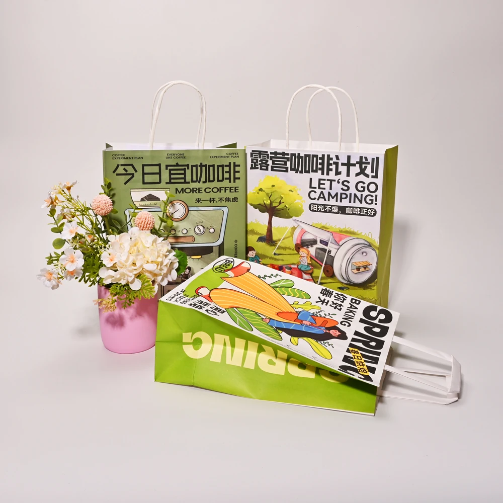 Modern Design Custom Paper Bags With Logo Paper Bag Customize Twisted Handle Paper Packaging Bag