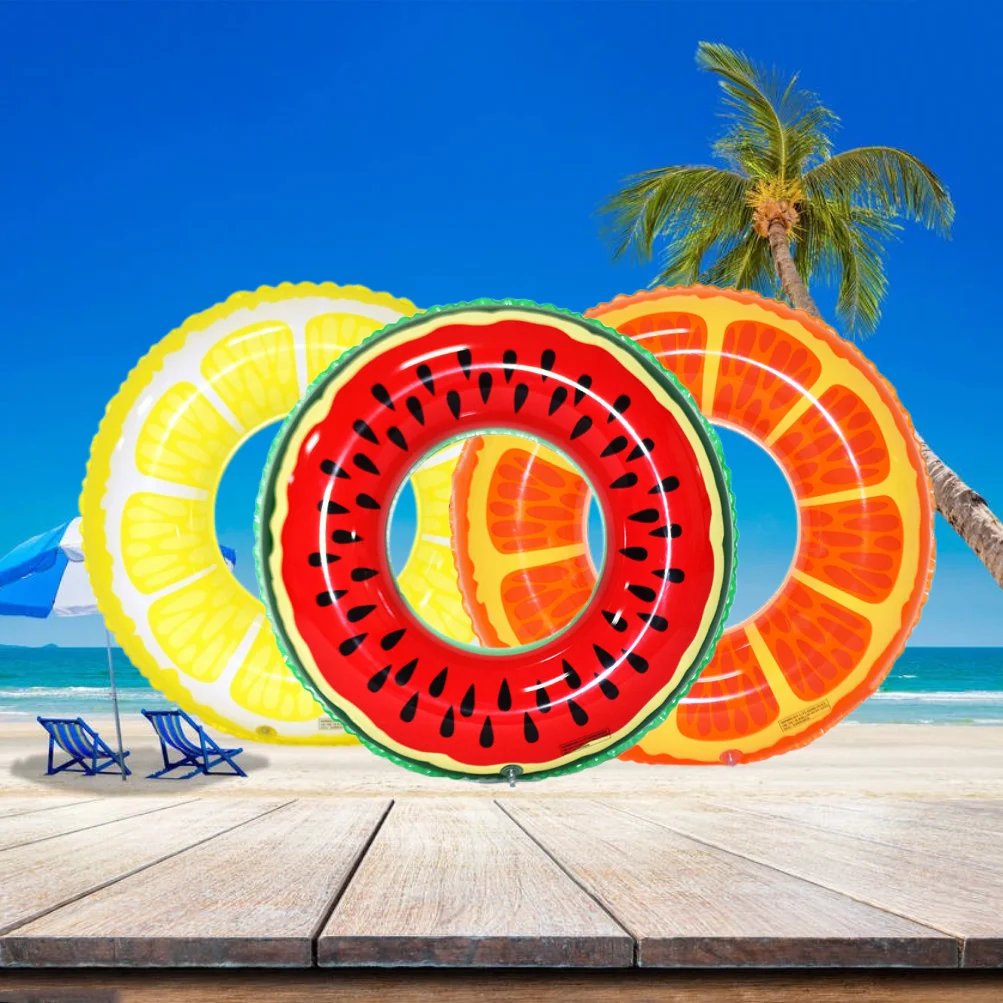 PVC Inflatable swimming pool children and adults playing water Fruit swimming ring water life buoy 3 piece suit