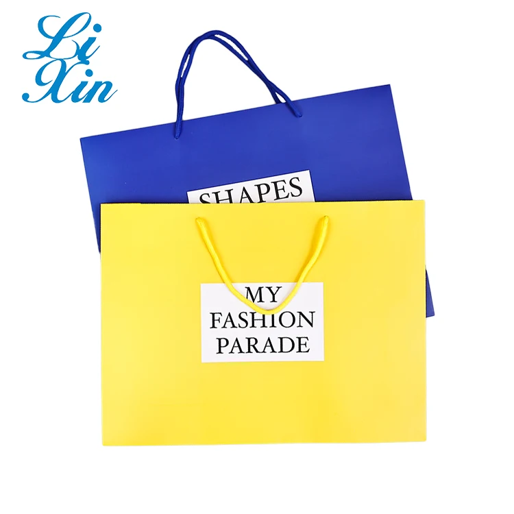 Custom Unique Colour Printing Yellow Paper Bag With Your Own Logo Luxury Brand Packaging Paper Bag