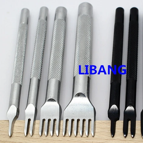 4mm Set of 4 Leather Craft Tools Hole Punches Stitching Tool 1+2+4+6 Prong