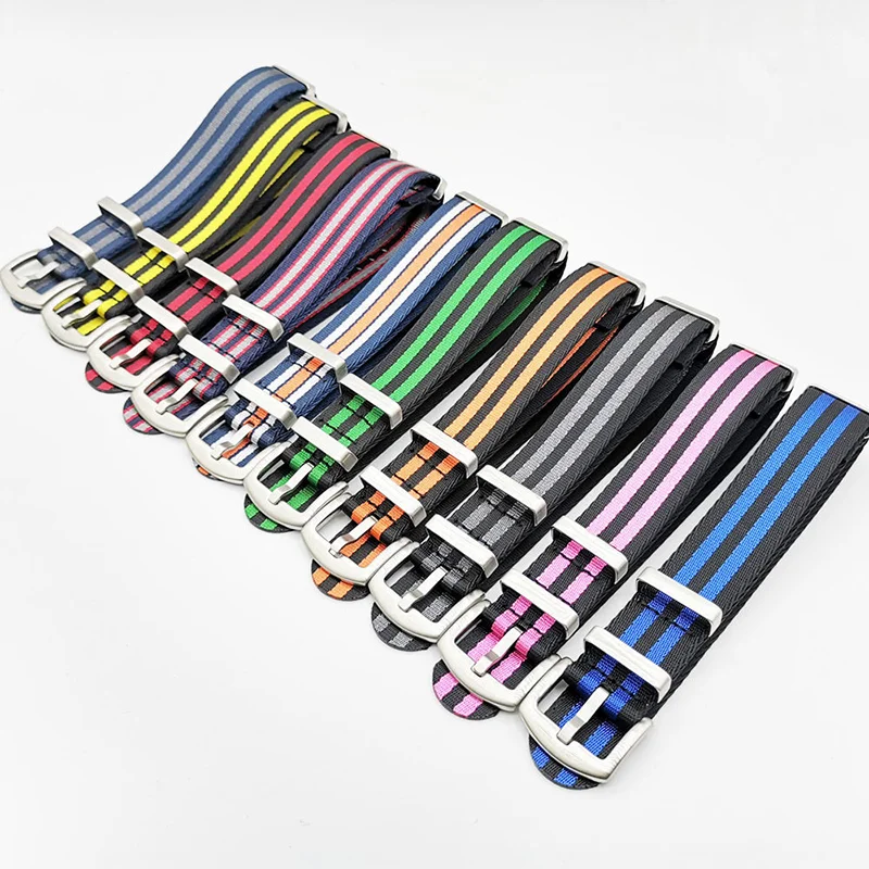 Customized models watch band three rings pin buckle comfortable bracelet pure nylon watch strap