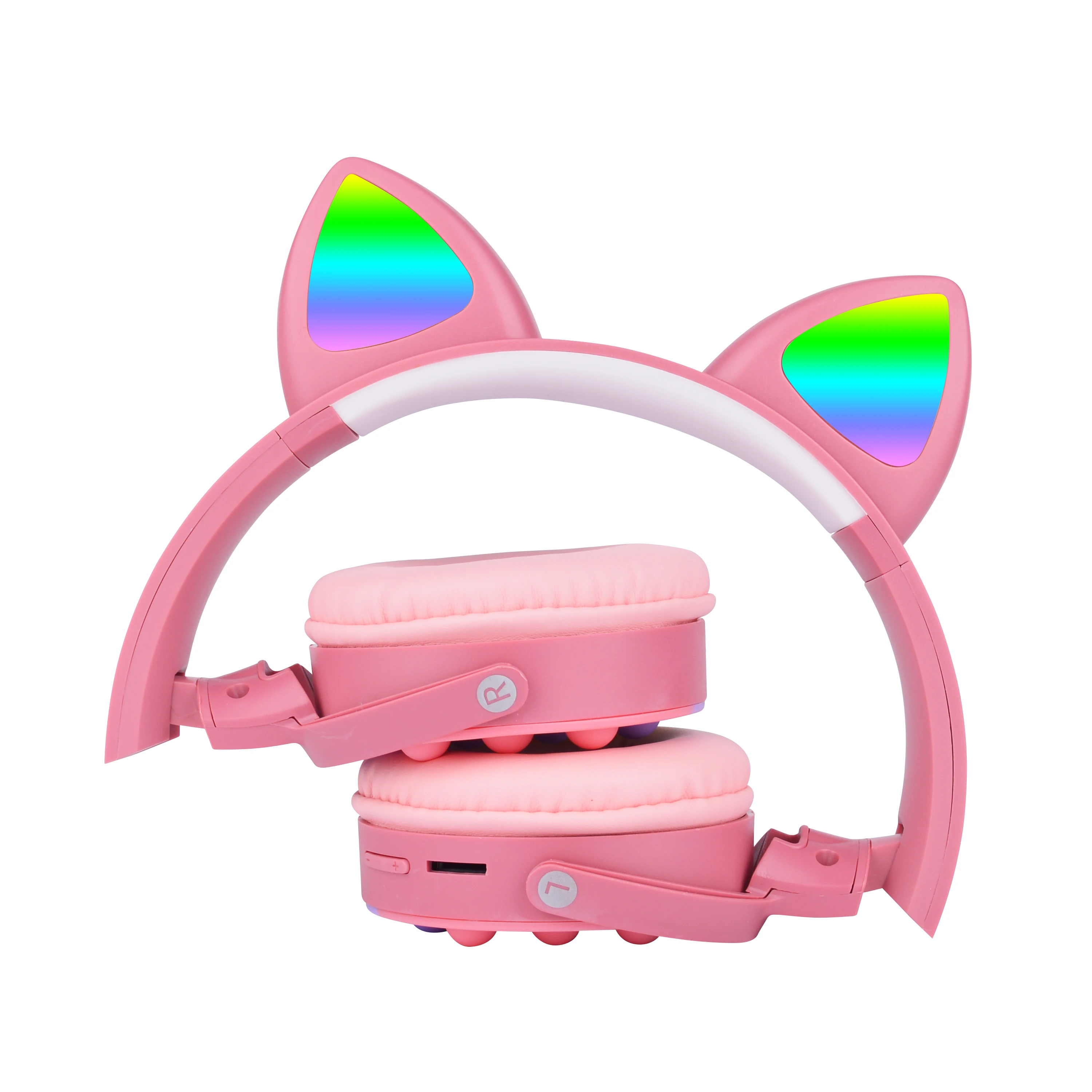 Tonghan Wireless Kids Headsets Pink Cat Popular It Headphones For Girls Children Toddler Cute Kitty Ear Headphones With Cat Ears
