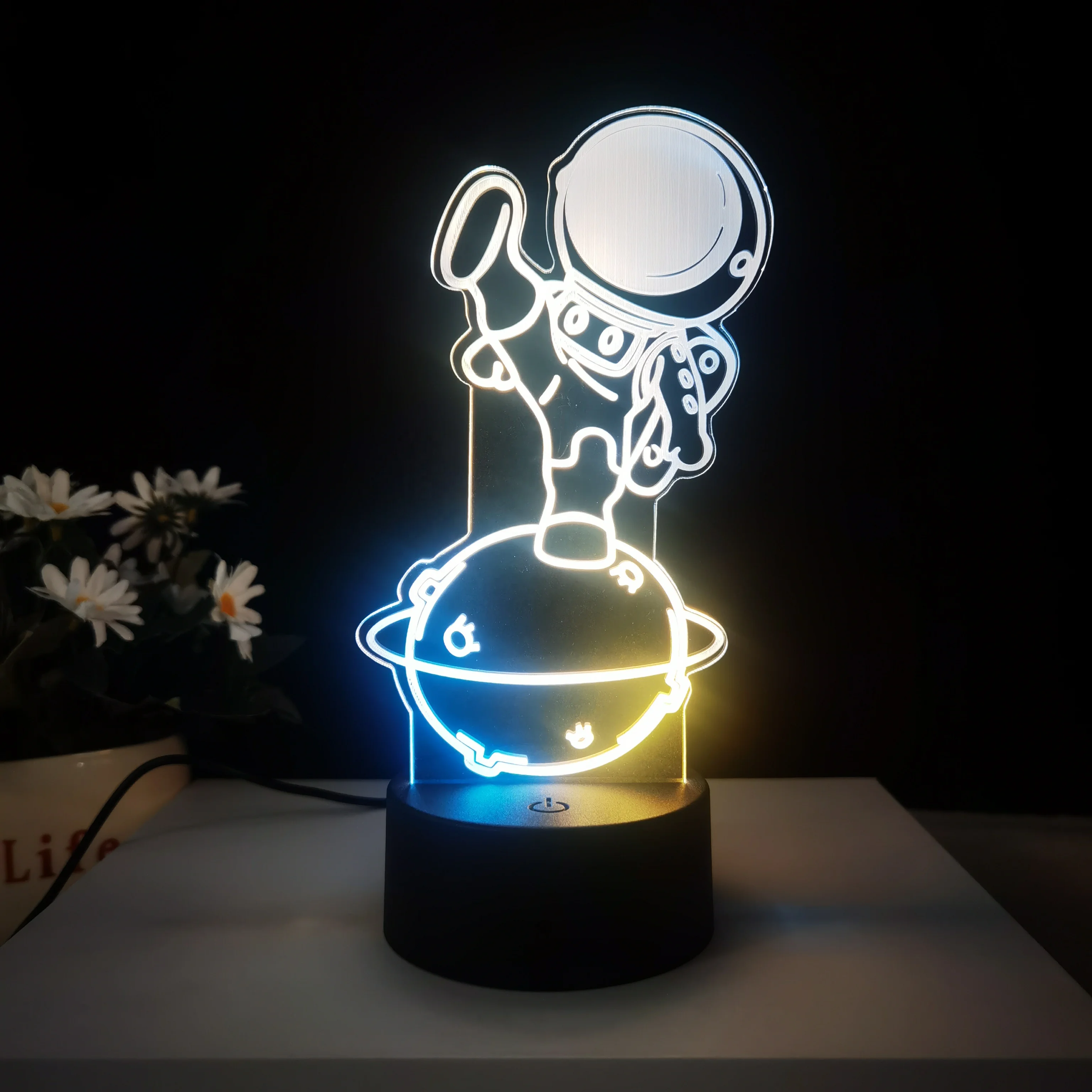 3D Art Night Lamp Luminous Colorful Led Night Lights Desktop Home Decor Remote Control Astronaut Tables Acrylic Lamp Bedroom
