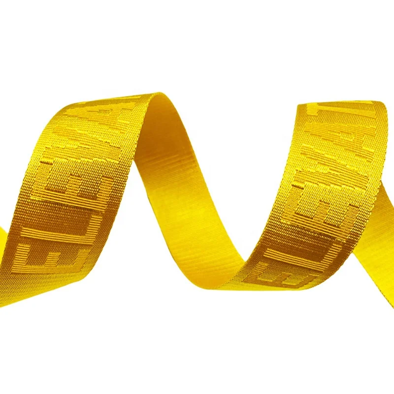 38MM Customized Nylon Debossed Logo Jacquard Decorative Woven Webbing Strap For Bags And Belts