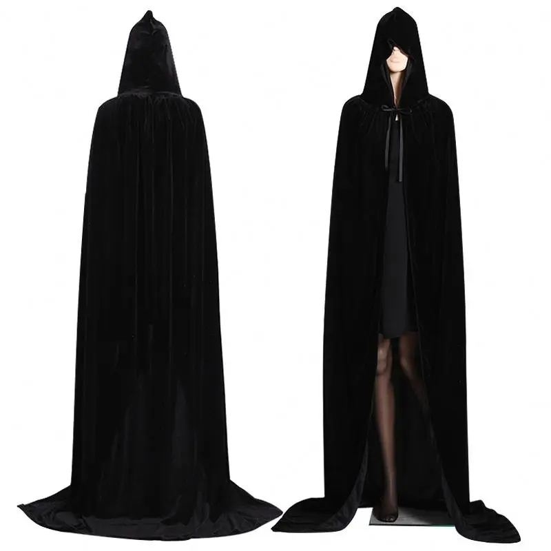  Gothic Hooded Stain Cloak Wicca Robe Witch Cape Women Men Halloween Costumes Vampires Fancy