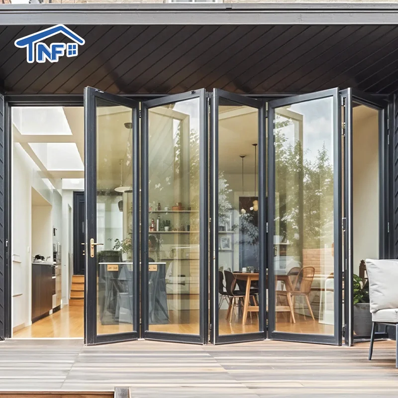NF Australia balcony aluminum tempered glass patio accordion folding doors with AS2047 NFRC