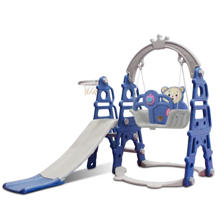 Attractive factory price home use playground plastic baby slide indoor swing combination for kids