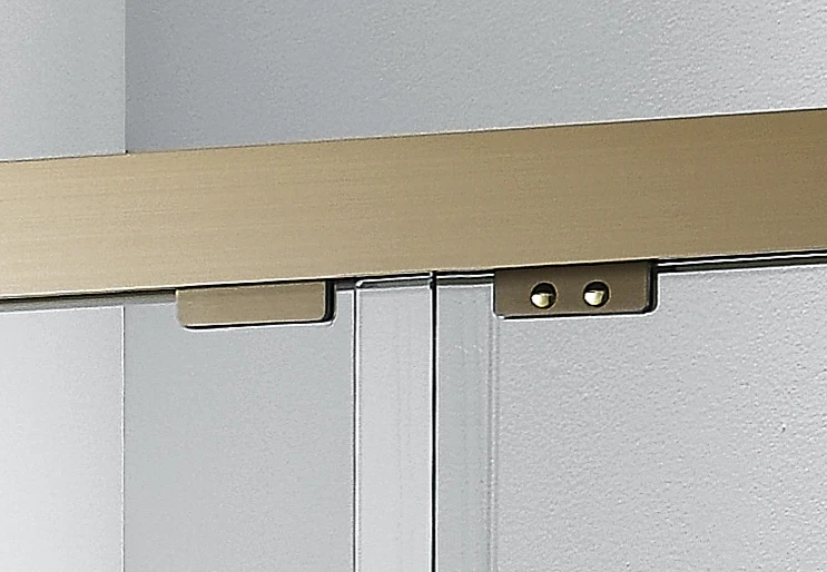 Champagne golden stainless steel safe tempered glass double sliding bath shower door with buffer