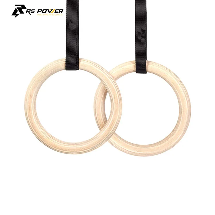 Home Indoor Exercise Equipment Pull-ups  Wooden Pull Up Rings Training  Gymnastics Rings