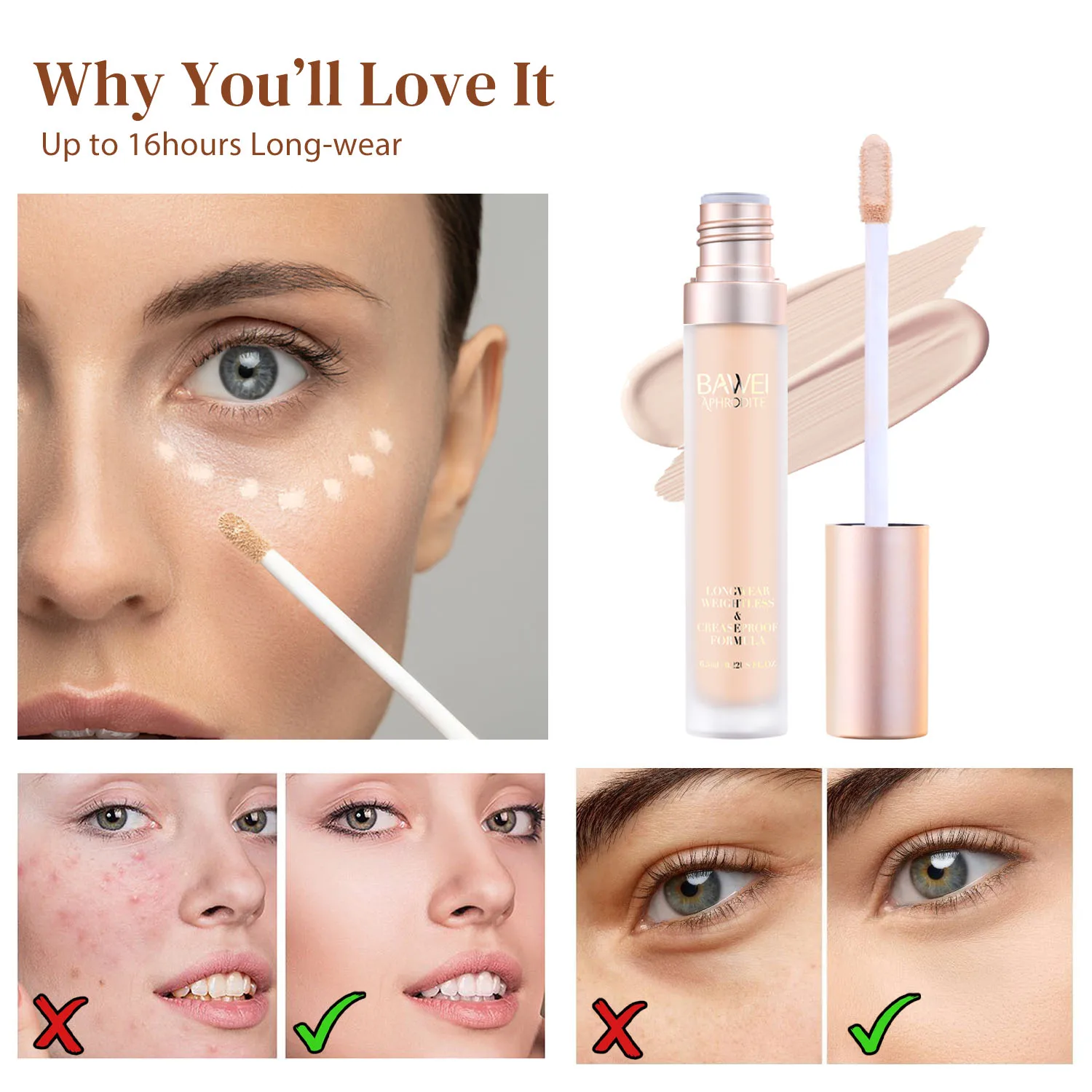 BAWEI Cosmetic Makeup Natural Finish Creamy Lip Concealer Orange Corrector HD Concealer For Black Women