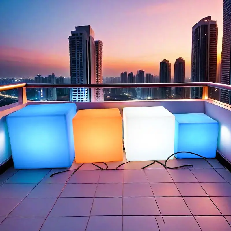 Outdoor party lounge led furniture rechargeable nightclub illuminated plastic furniture set cube led table led chairs lighting