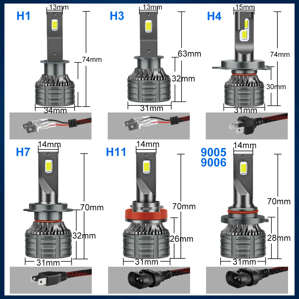 20000LM CSP Auto LED Headlight H1 H4 H7 H11 9005 HB3 9006 HB4 6000K 60W Car LED Headlight Bulb