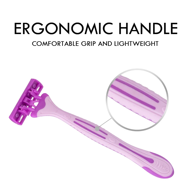 PearlMax Wholesale Razor Newest 3 blades Women Razor Premium German Stainless Steel  Blade Bikini Underarm Disposable Shaving