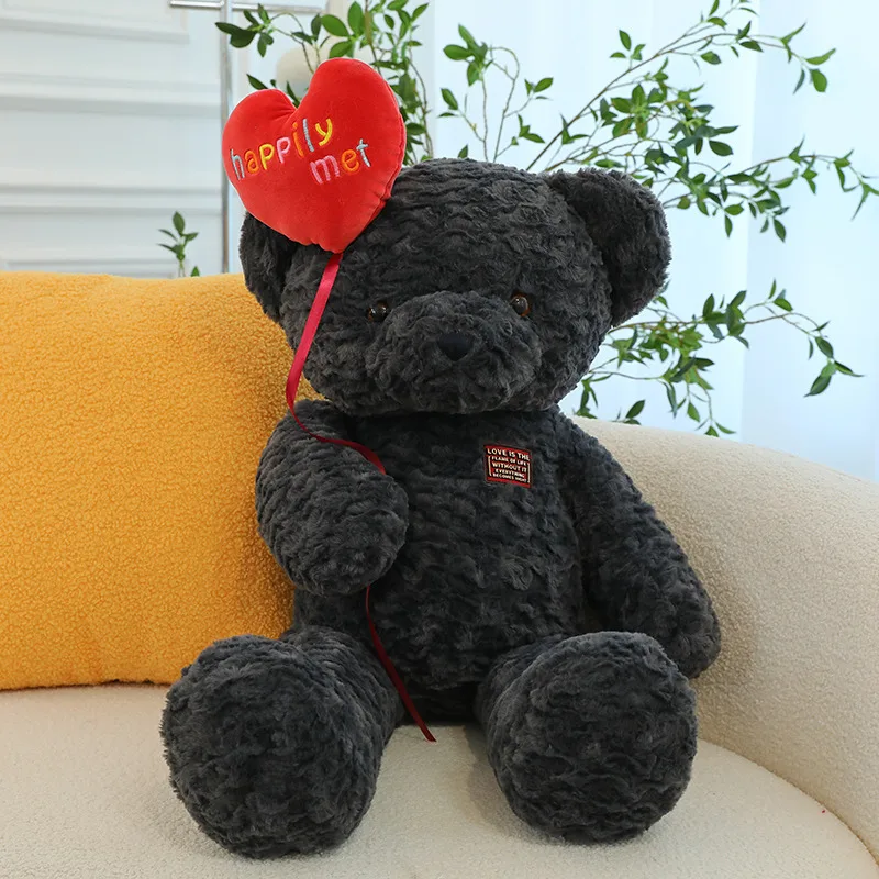 Happily Met Valentines Teddy Bears Wholesale Cuddly Soft Teddy Bear Stuffed Animal Holding Red Heart
