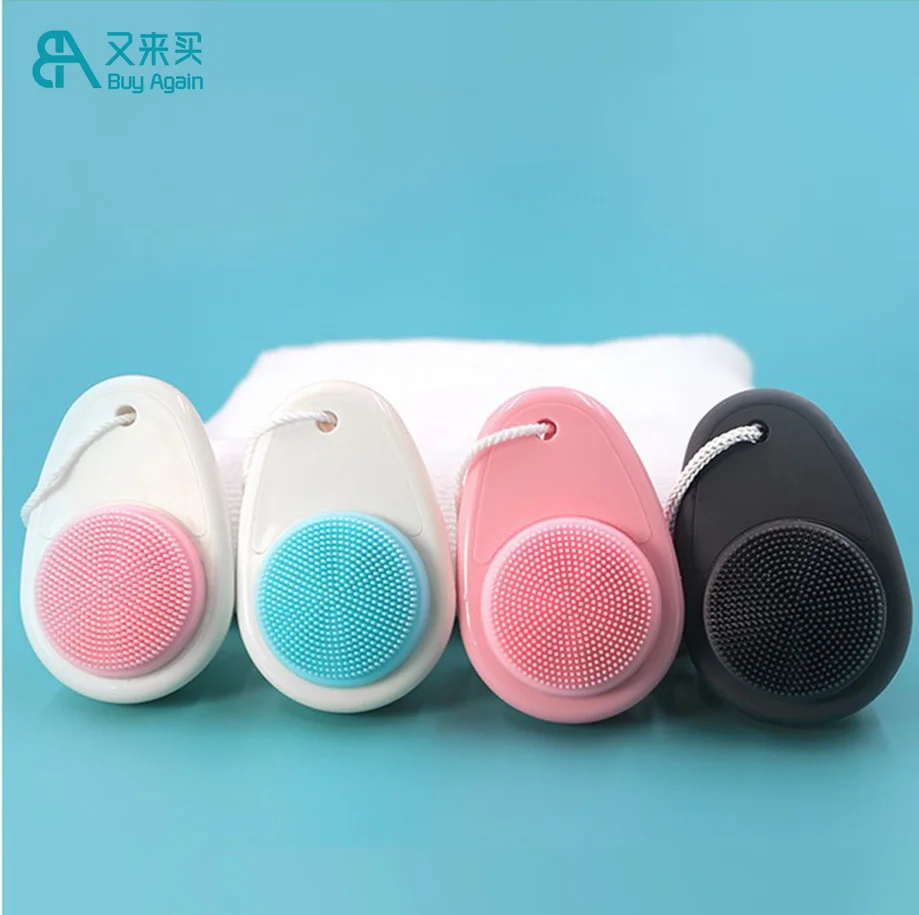 Wholesale custom logo high quality double end face cleaning brush double side fiber manual silicone facial cleansing brush