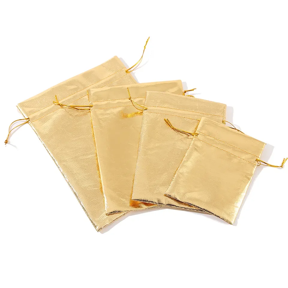 Premium Ready To Ship 50Pcs For One Pack 13*18Cm Wedding Party Baby Shower Drawstring Bags Metallic Silver Gift Bags