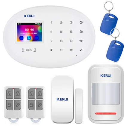KERUI WIFI GSM Home Security Alarm System With 2.4 inch TFT Touch Panel APP Control Wireless Smart Home Burglar Alarm IP Camera