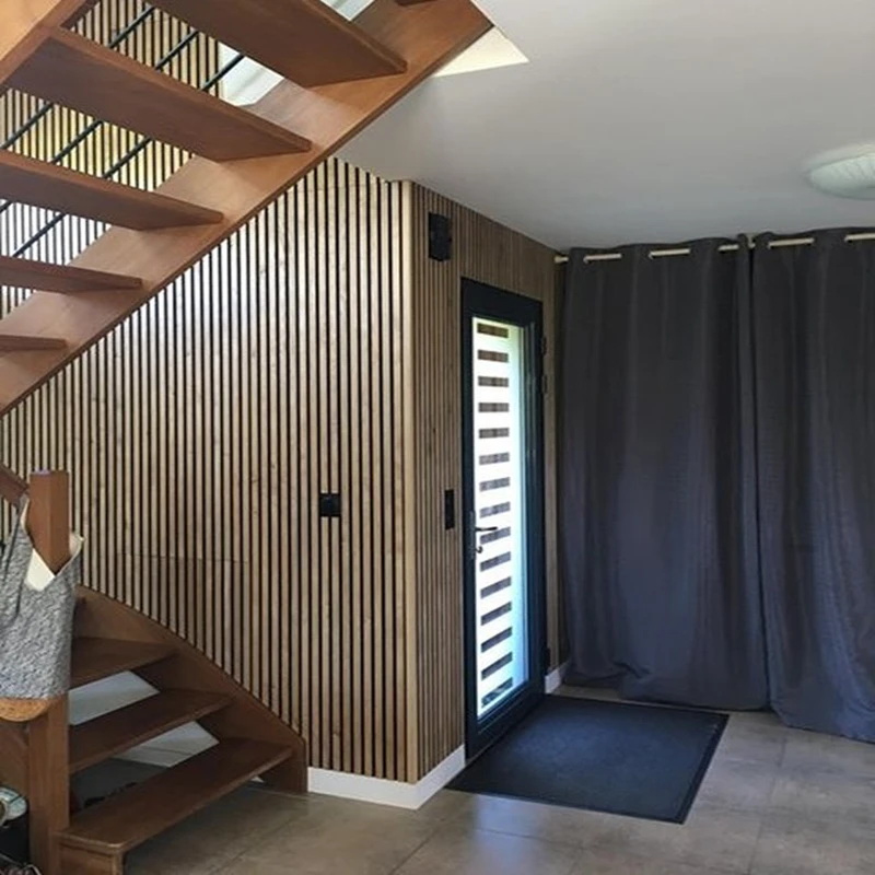 Akupanel Wooden Veneer Oak  Slat Panel Sound Proof Wall Panels Wood Acoustic Wall Panels Acusticos