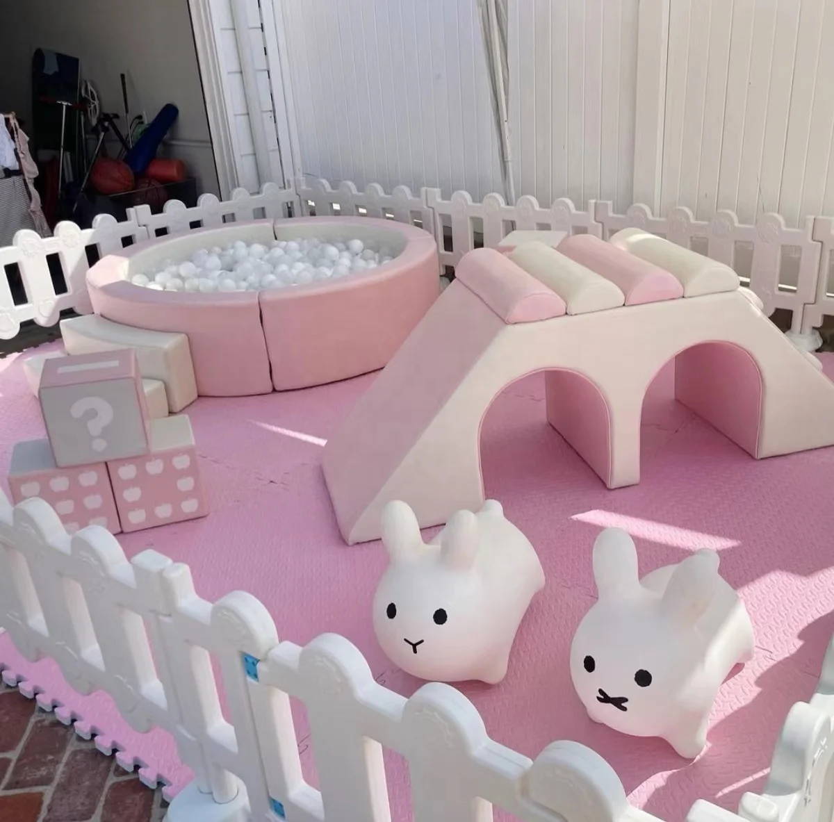 Комплект мягкого игрового оборудования, аренда детской площадки, розовое мягкое игровое оборудование