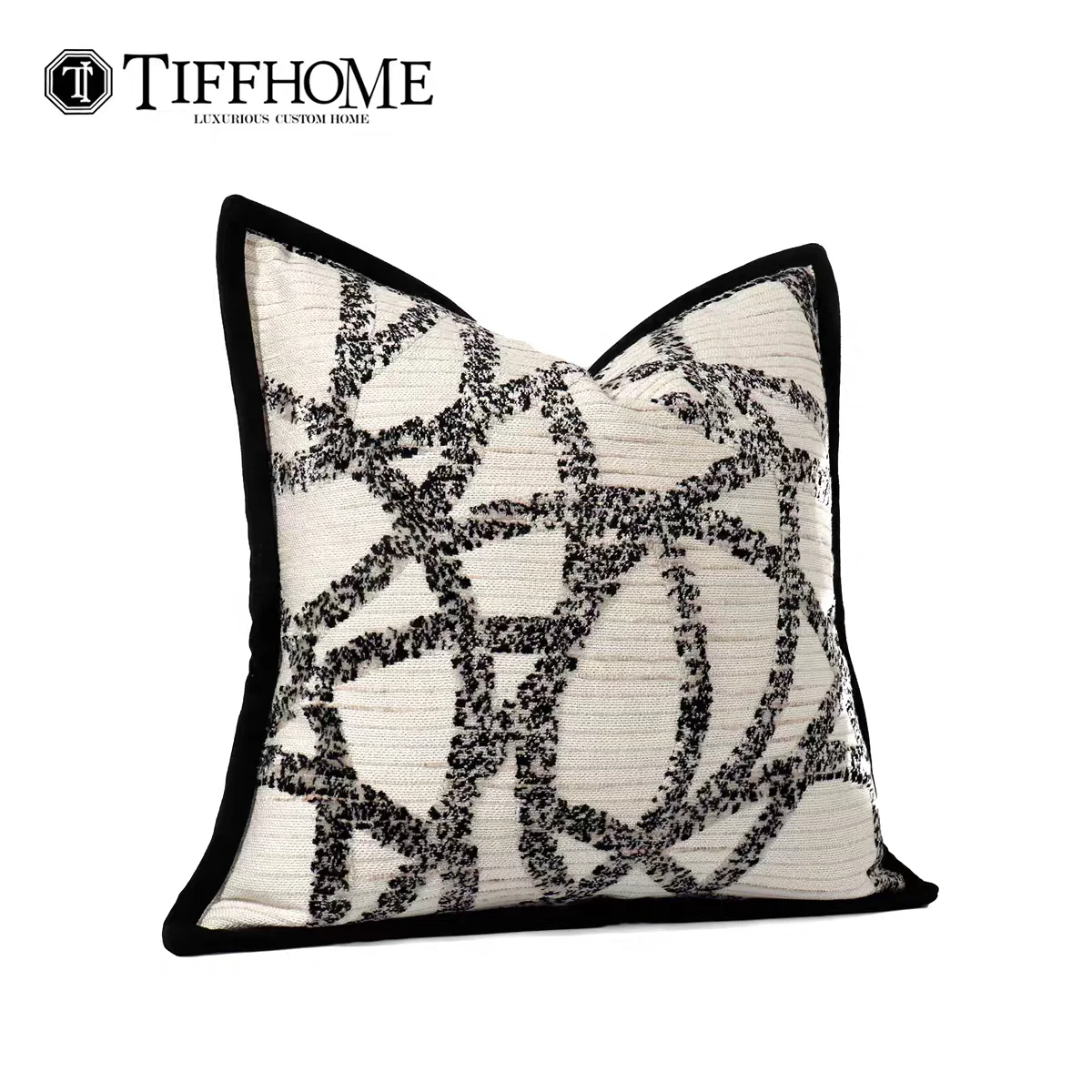 Tiff Home Custom Throw Pillow Decorative Embroidered Home Throw Cushion With Irregular Line Design