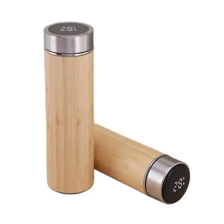 304 Stainless Steel Smart Bamboo Shell Straight Office Coffee Cup Bamboo Shell Cup Thermos Cup