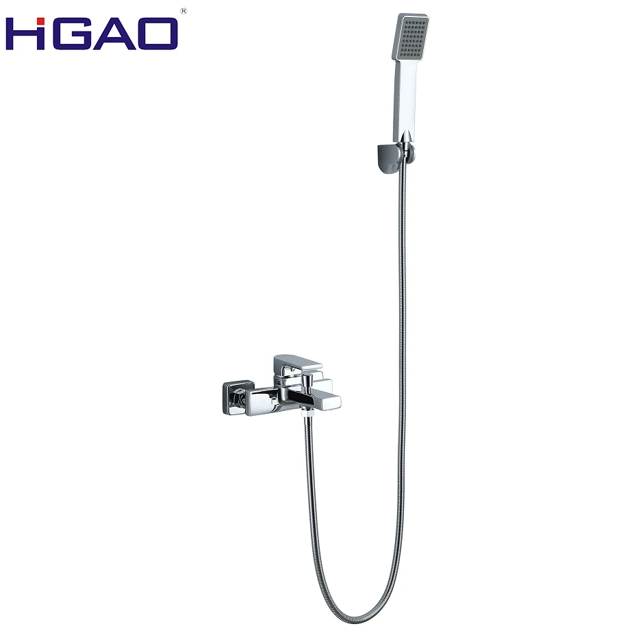 Two-Function Chrome Plated Brass Wall-Mounted Shower Faucet Rain Spray Pattern Ceramic Includes Bathroom Fittings Shower Sets
