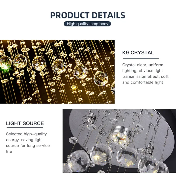 Custom Nordic Modern Style Pendant Light Hotel Lobby Long Ceiling K9 Crystal Staircase Led Chandelier