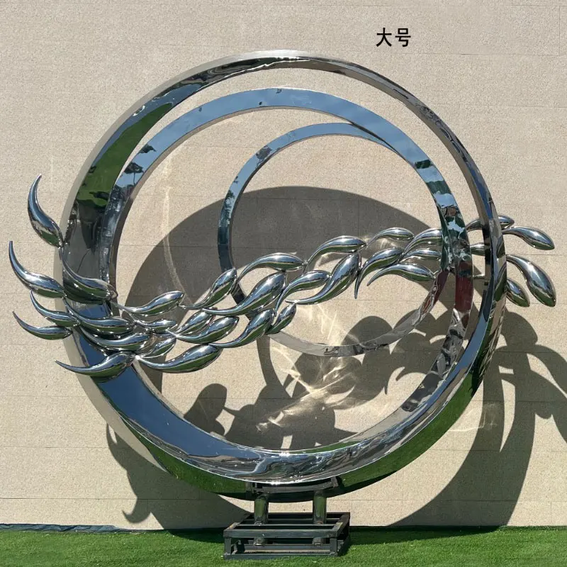 Custom Metal Crafts High Polished Mirror Surface Stainless Sculpture Fountain With Water Feature with Led Lights