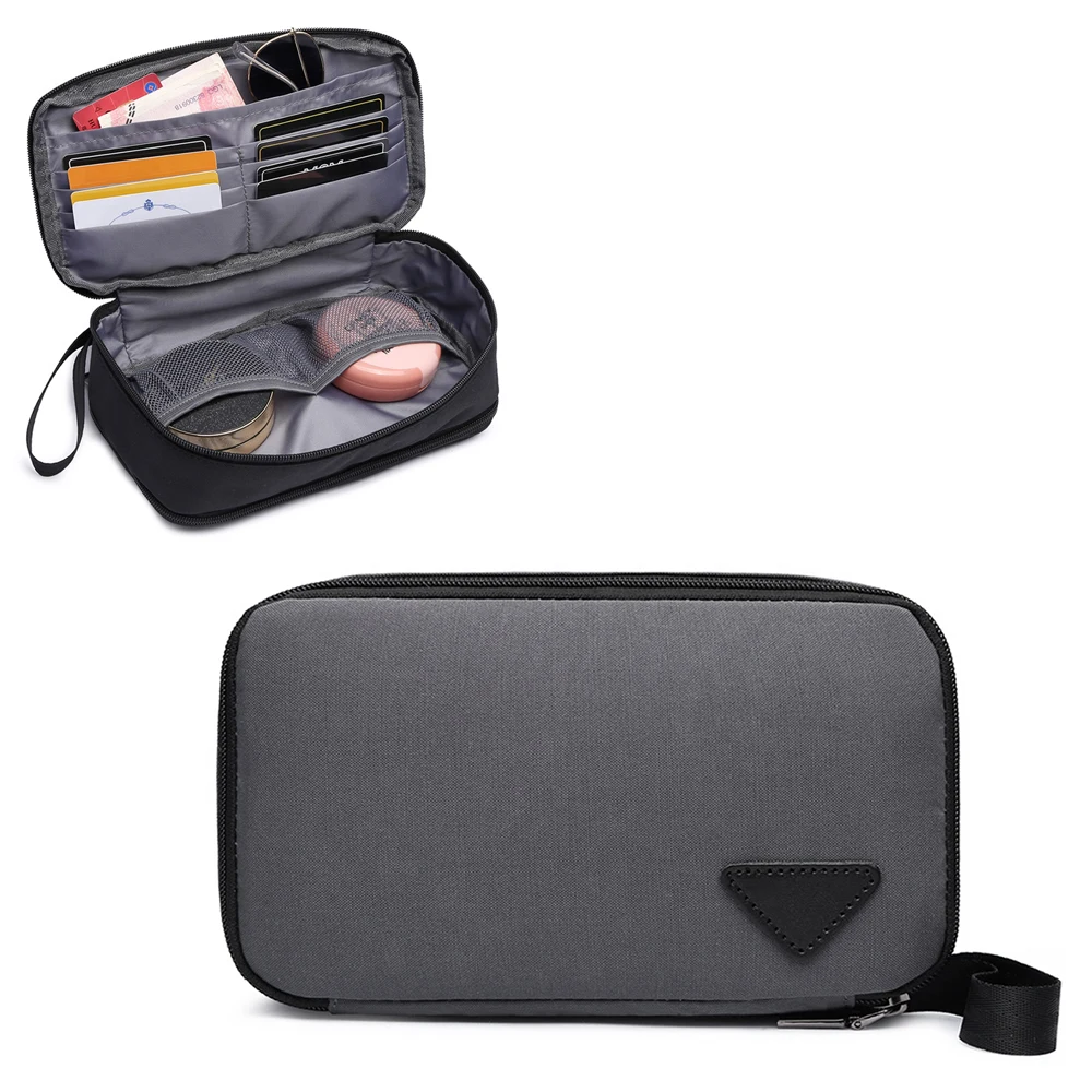 ZUOLUNDUO Large Capacity Toiletry Bag High Quality Waterproof Leather Canvas for Men Travel Wash Pouch Zipper Closure