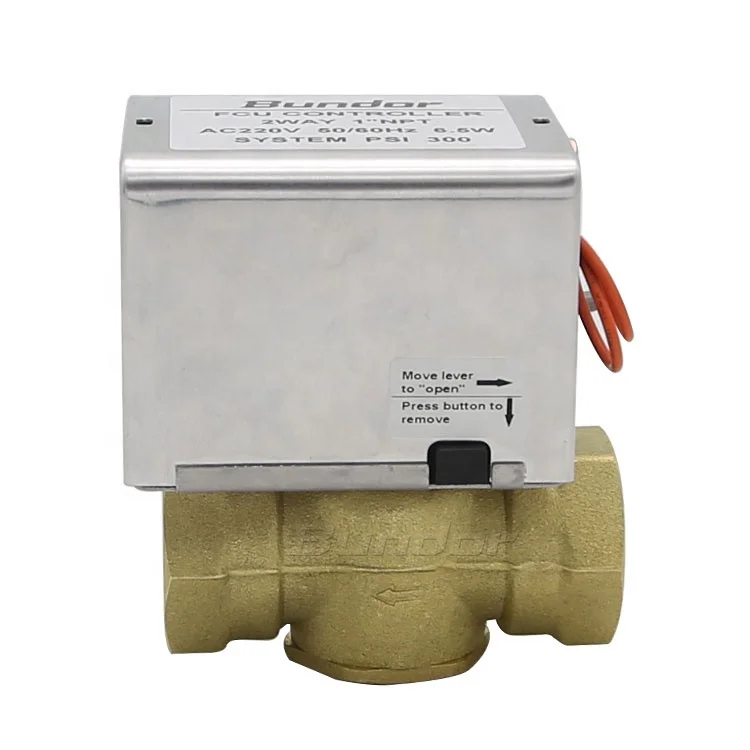 Bundor 1/2 inch brass PN16 DN15-25 two way automatic flow control ball valves FCU Motorized Controller Valve