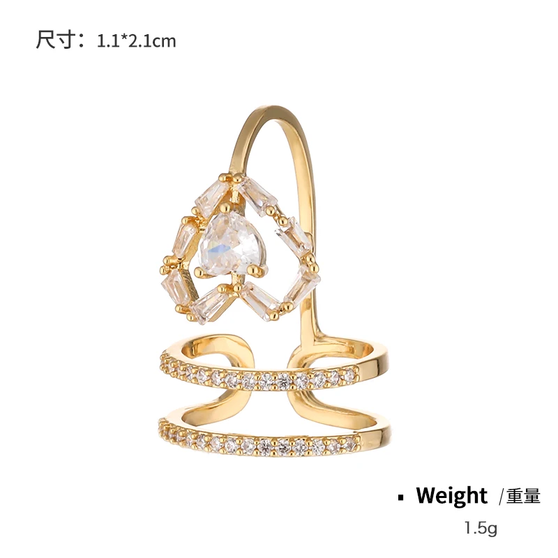 18k Gold Brass Ring AAA cubic zircon crown rings crown shaped gold fingertip nail ring For Women manicure protective