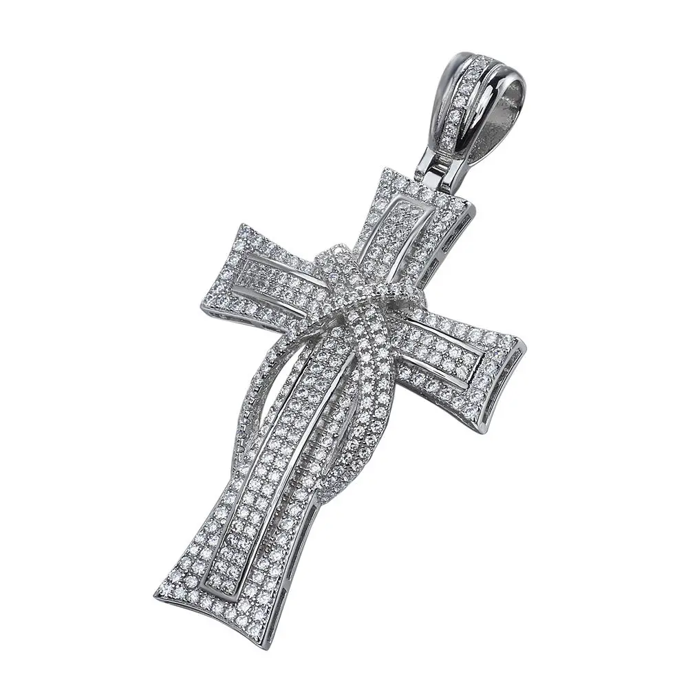 Western Charms Jewelry Medieval Vintage Punk Retro Faith Micro Pave  Large Gothic Cross Charm Pendants For Men